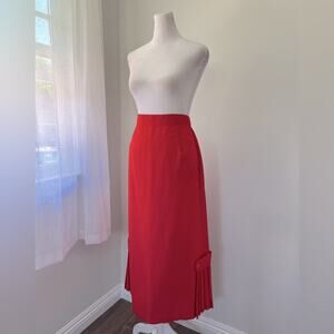 Vintage ‘80s Bedford Fair Red Pleated A-Line Maxi Skirt